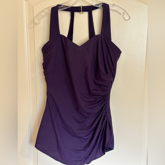 Lands End Women's DDD-Cup Slender Suit Grecian Low Leg Swimsuit - Size 12DDD - Picture 1 of 7